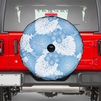 Blue Aloha Hawaii Spare Tire Cover Monstera Hibiscus Plumeria Seamless Vibes - Polynesian Pride