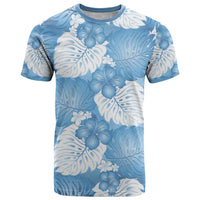 Blue Aloha Hawaii T Shirt Monstera Hibiscus Plumeria Seamless Vibes - Polynesian Pride