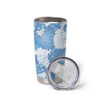 Blue Aloha Hawaii Tumbler Cup Monstera Hibiscus Plumeria Seamless Vibes - Polynesian Pride
