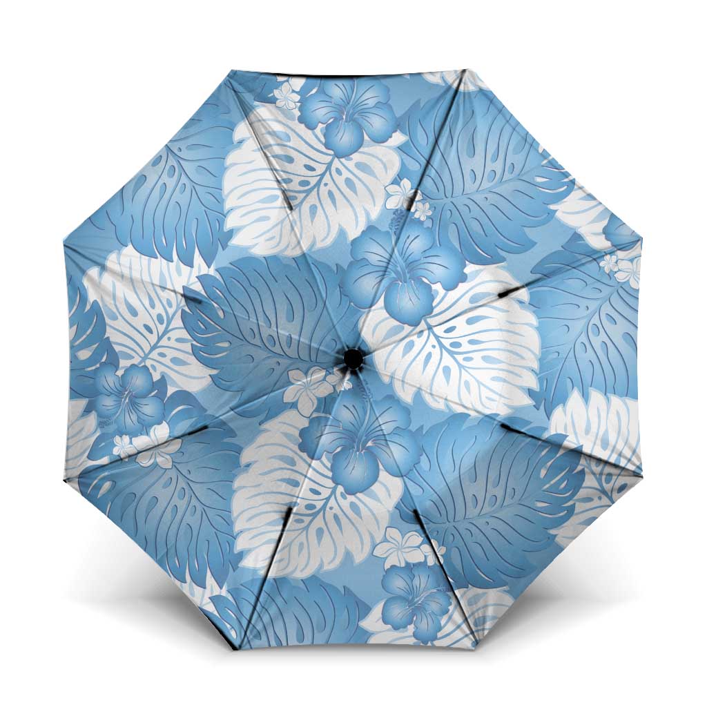 Blue Aloha Hawaii Umbrella Monstera Hibiscus Plumeria Seamless Vibes - Polynesian Pride
