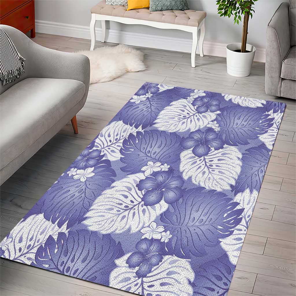 Purple Aloha Hawaii Area Rug Monstera Hibiscus Plumeria Seamless Vibes - Polynesian Pride