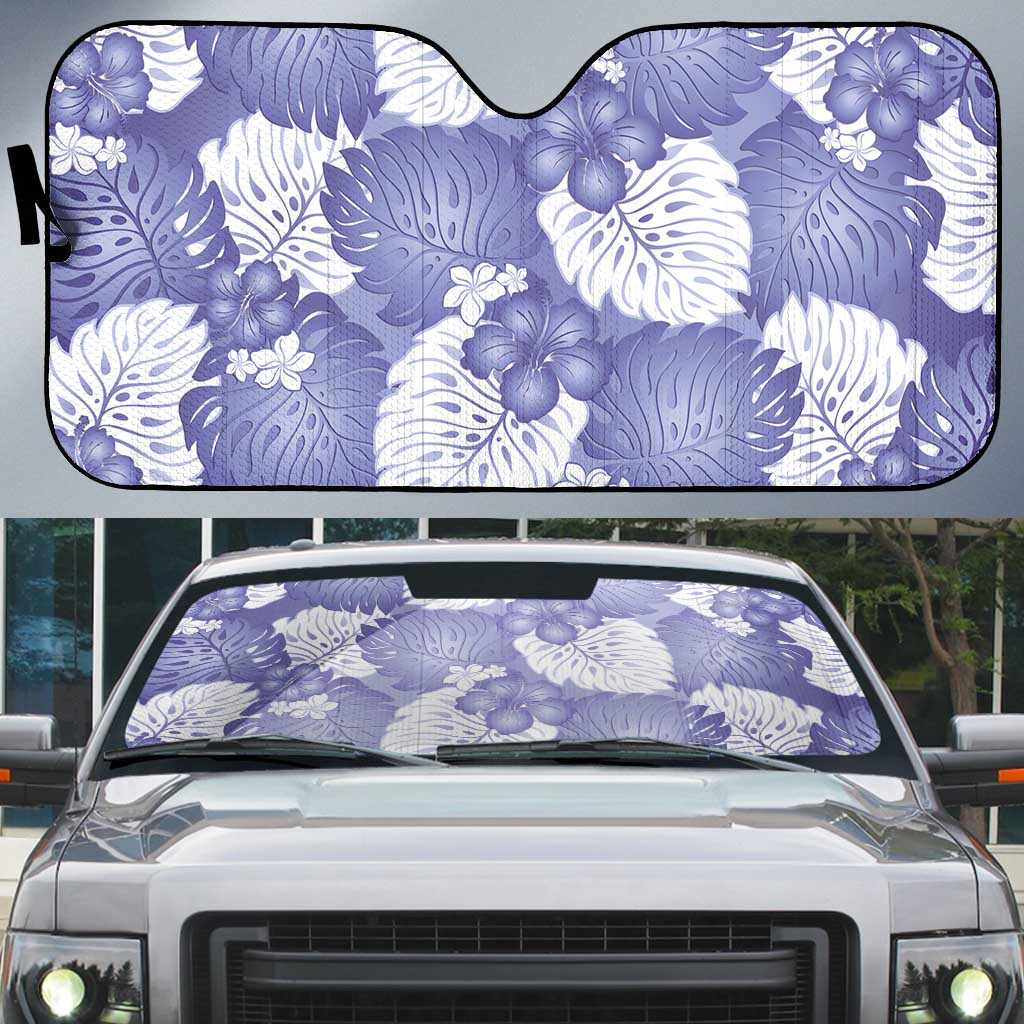 Purple Aloha Hawaii Auto Sun Shade Monstera Hibiscus Plumeria Seamless Vibes - Polynesian Pride