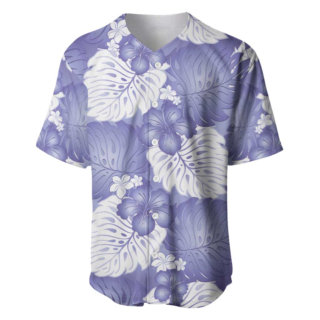 Purple Aloha Hawaii Baseball Jersey Monstera Hibiscus Plumeria Seamless Vibes - Polynesian Pride