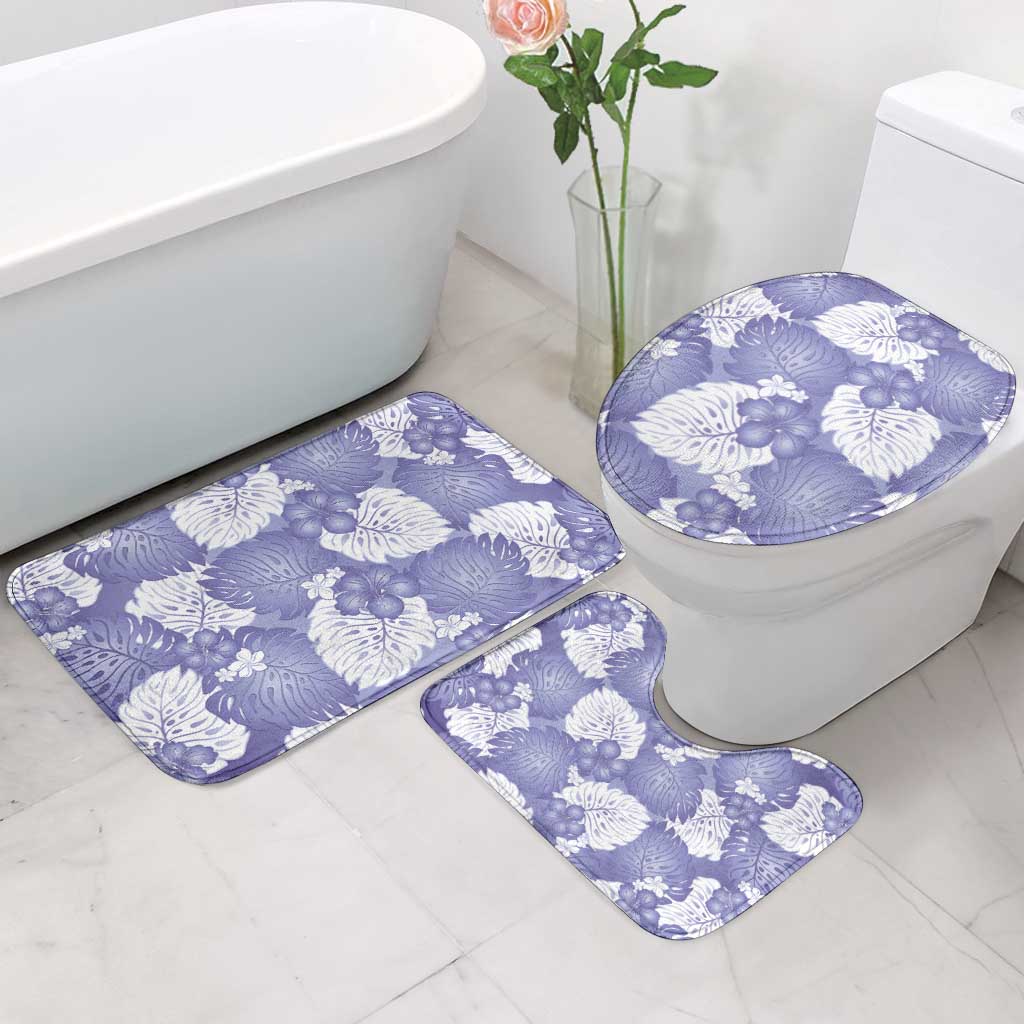 Purple Aloha Hawaii Bathroom Set Monstera Hibiscus Plumeria Seamless Vibes - Polynesian Pride