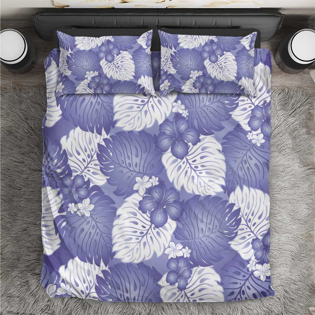 Purple Aloha Hawaii Bedding Set Monstera Hibiscus Plumeria Seamless Vibes - Polynesian Pride