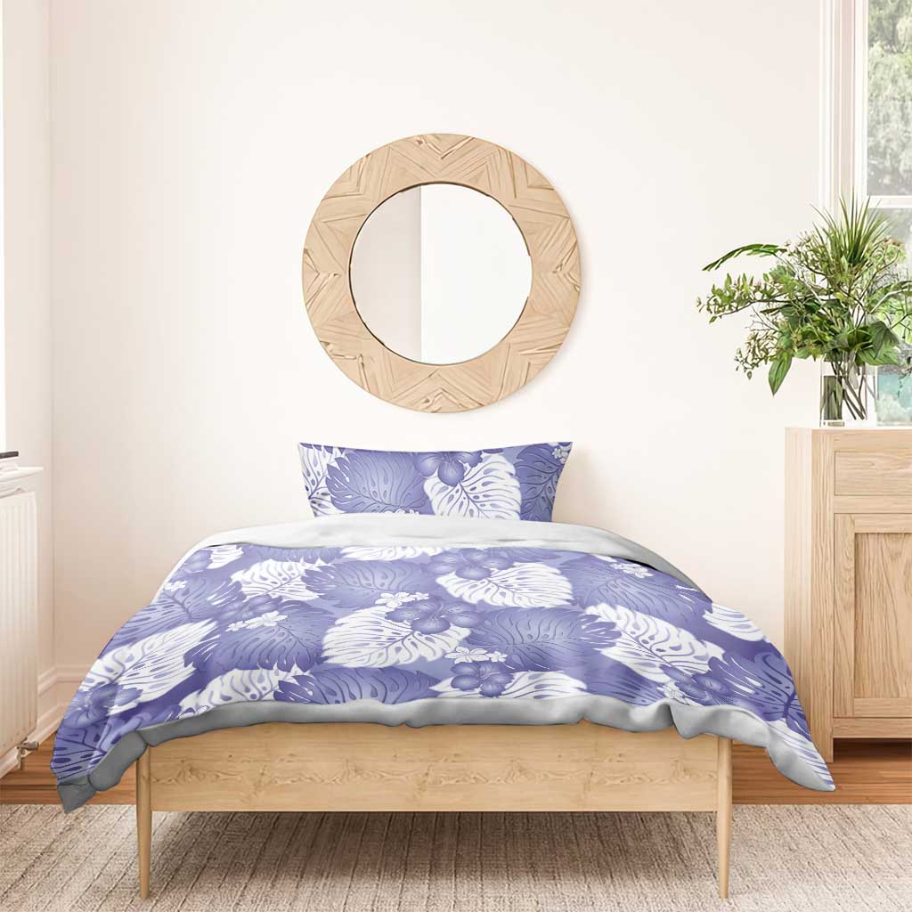 Purple Aloha Hawaii Bedding Set Monstera Hibiscus Plumeria Seamless Vibes - Polynesian Pride