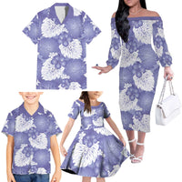 Purple Aloha Hawaii Family Matching Off The Shoulder Long Sleeve Dress and Hawaiian Shirt Monstera Hibiscus Plumeria Seamless Vibes - Polynesian Pride