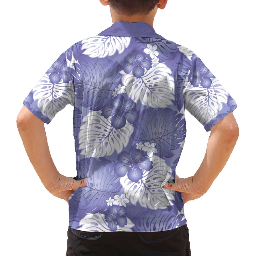 Purple Aloha Hawaii Family Matching Off Shoulder Short Dress and Hawaiian Shirt Monstera Hibiscus Plumeria Seamless Vibes - Polynesian Pride