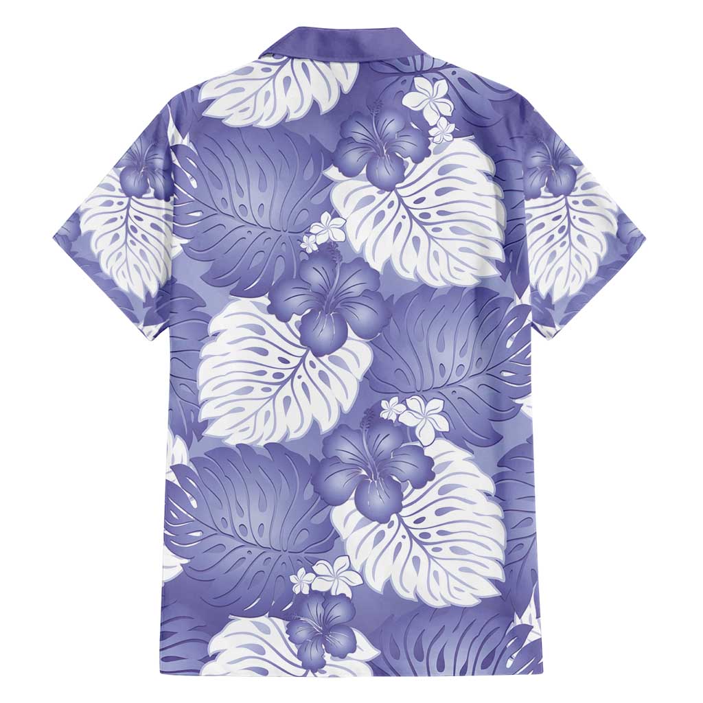 Purple Aloha Hawaii Family Matching Puletasi and Hawaiian Shirt Monstera Hibiscus Plumeria Seamless Vibes - Polynesian Pride