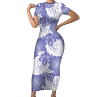 Purple Aloha Hawaii Family Matching Short Sleeve Bodycon Dress and Hawaiian Shirt Monstera Hibiscus Plumeria Seamless Vibes - Polynesian Pride