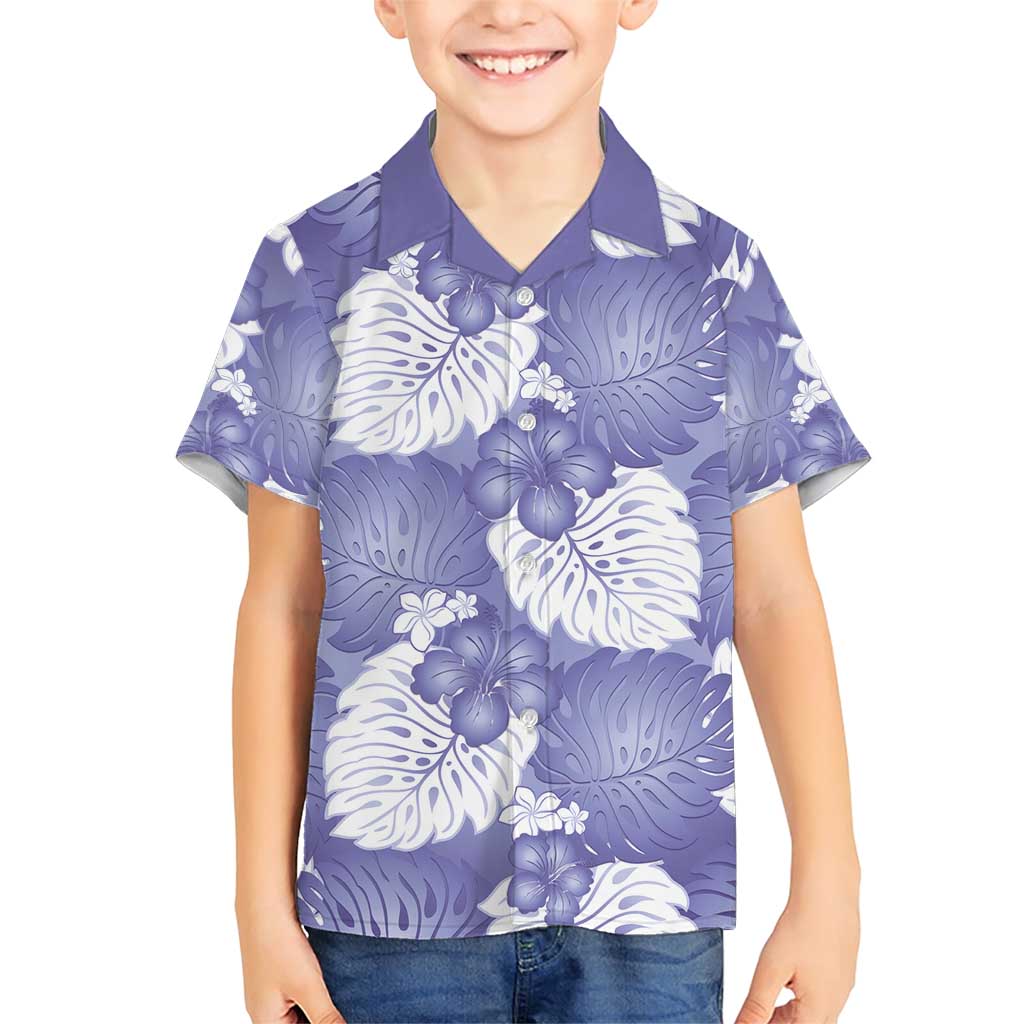 Purple Aloha Hawaii Family Matching Short Sleeve Bodycon Dress and Hawaiian Shirt Monstera Hibiscus Plumeria Seamless Vibes - Polynesian Pride