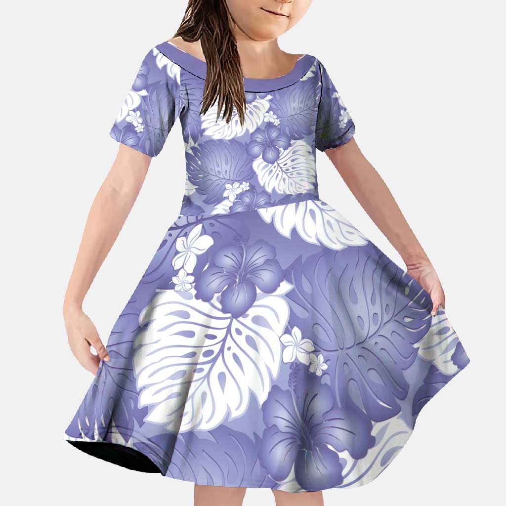 Purple Aloha Hawaii Family Matching Tank Maxi Dress and Hawaiian Shirt Monstera Hibiscus Plumeria Seamless Vibes - Polynesian Pride
