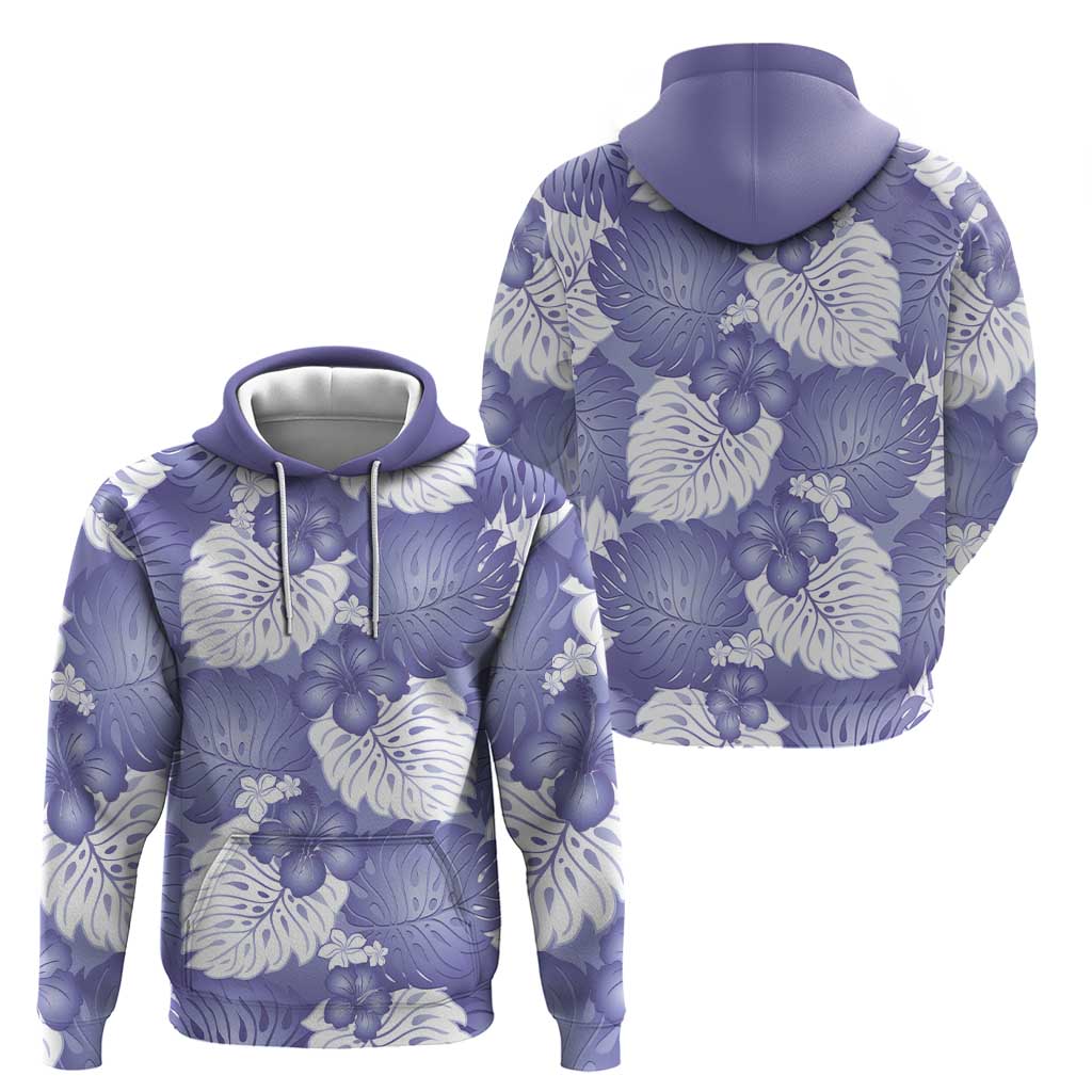 Purple Aloha Hawaii Hoodie Monstera Hibiscus Plumeria Seamless Vibes - Polynesian Pride
