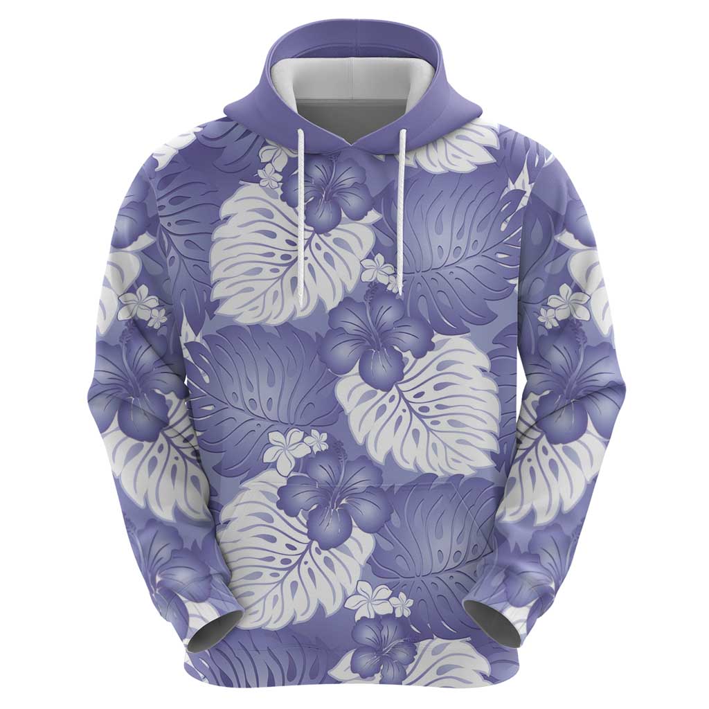 Purple Aloha Hawaii Hoodie Monstera Hibiscus Plumeria Seamless Vibes - Polynesian Pride