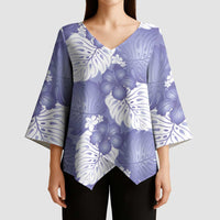 Purple Aloha Hawaii Kimono Sleeve Blouse Monstera Hibiscus Plumeria Seamless Vibes - Polynesian Pride