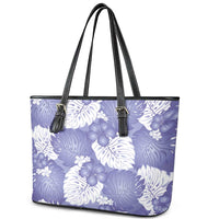 Purple Aloha Hawaii Leather Tote Bag Monstera Hibiscus Plumeria Seamless Vibes - Polynesian Pride