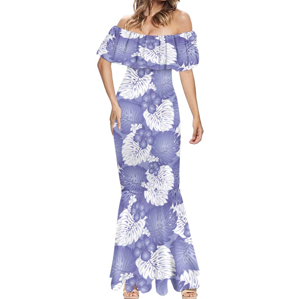 Purple Aloha Hawaii Mermaid Dress Monstera Hibiscus Plumeria Seamless Vibes - Polynesian Pride