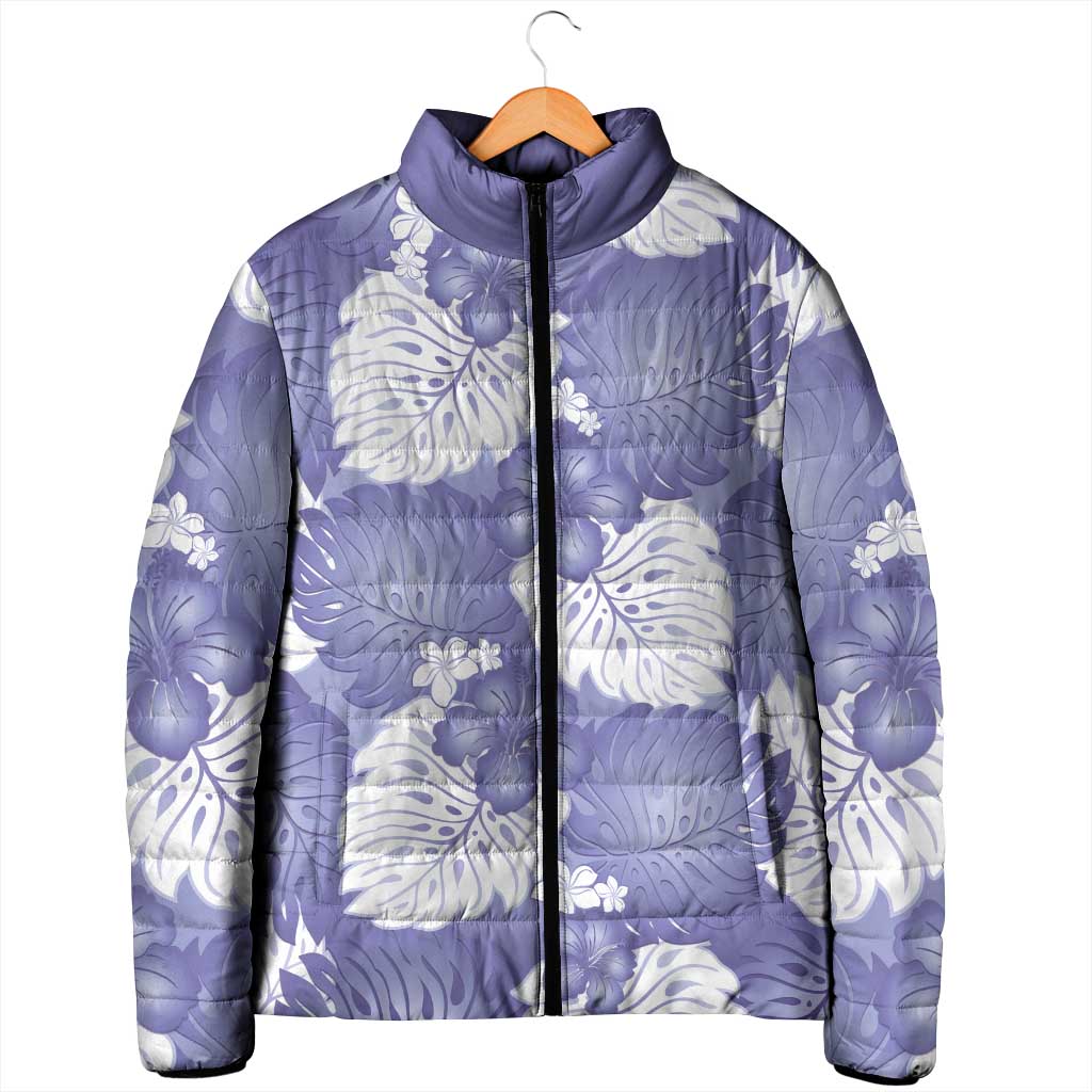 Purple Aloha Hawaii Padded Jacket Monstera Hibiscus Plumeria Seamless Vibes - Polynesian Pride