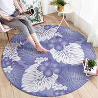 Purple Aloha Hawaii Round Carpet Monstera Hibiscus Plumeria Seamless Vibes - Polynesian Pride