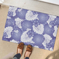 Purple Aloha Hawaii Rubber Doormat Monstera Hibiscus Plumeria Seamless Vibes - Polynesian Pride