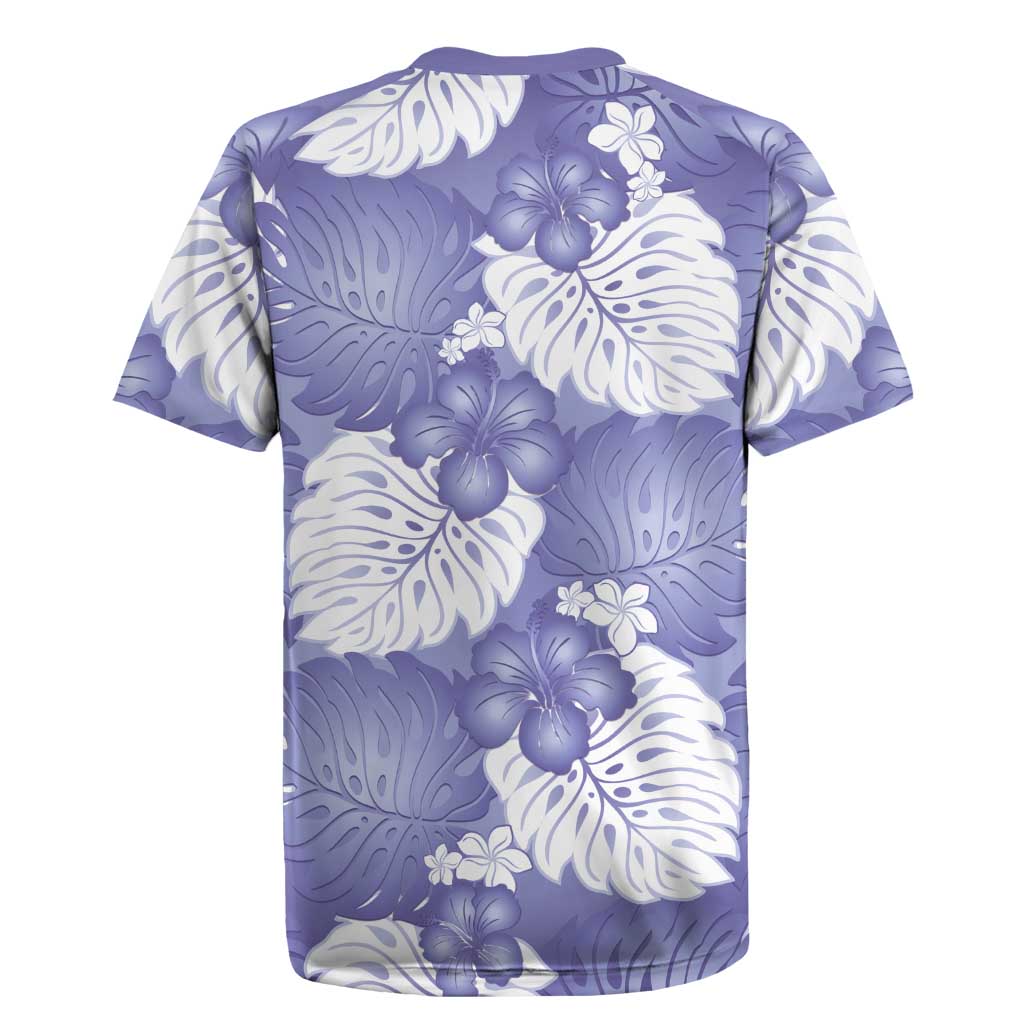 Purple Aloha Hawaii Rugby Jersey Monstera Hibiscus Plumeria Seamless Vibes - Polynesian Pride