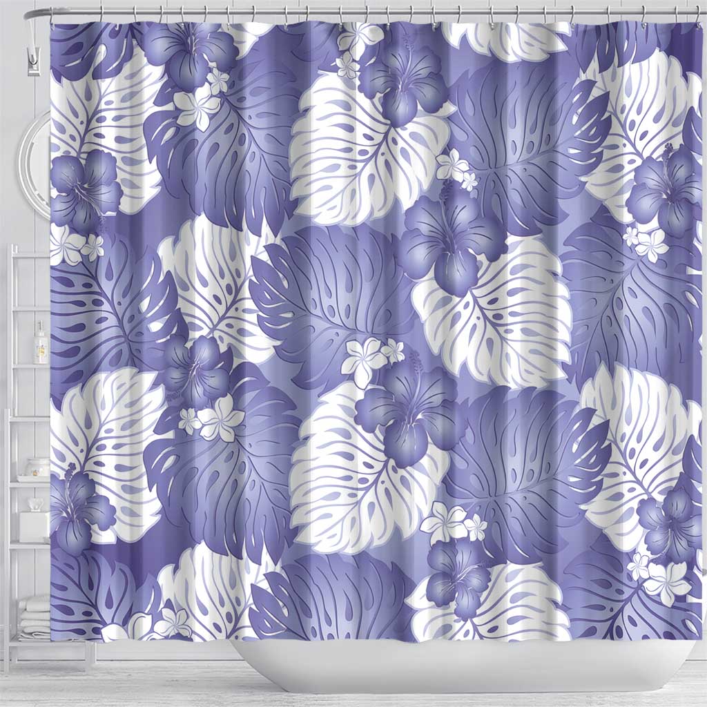 Purple Aloha Hawaii Shower Curtain Monstera Hibiscus Plumeria Seamless Vibes - Polynesian Pride
