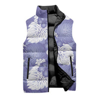 Purple Aloha Hawaii Sleeveless Puffer Jacket Monstera Hibiscus Plumeria Seamless Vibes - Polynesian Pride