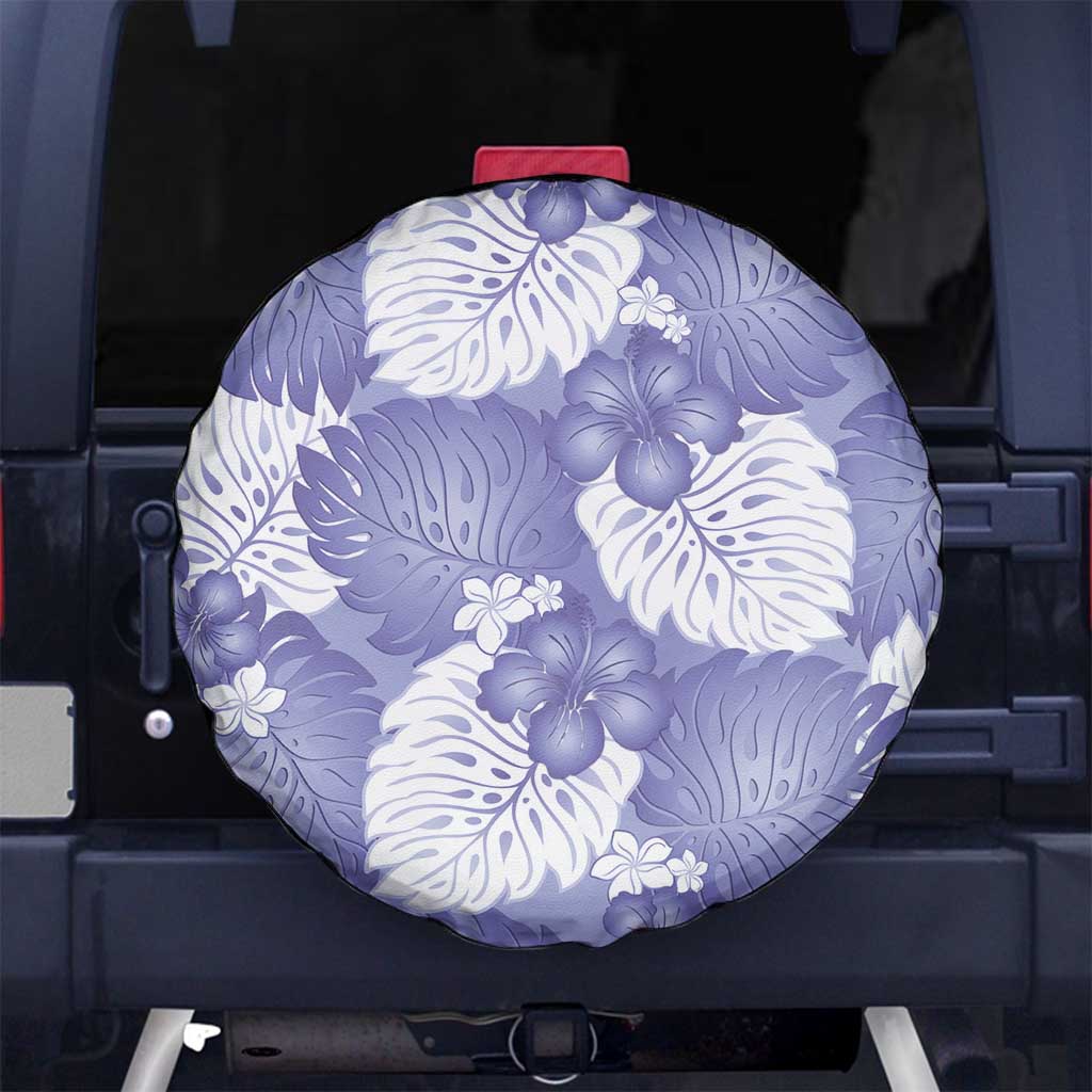 Purple Aloha Hawaii Spare Tire Cover Monstera Hibiscus Plumeria Seamless Vibes - Polynesian Pride