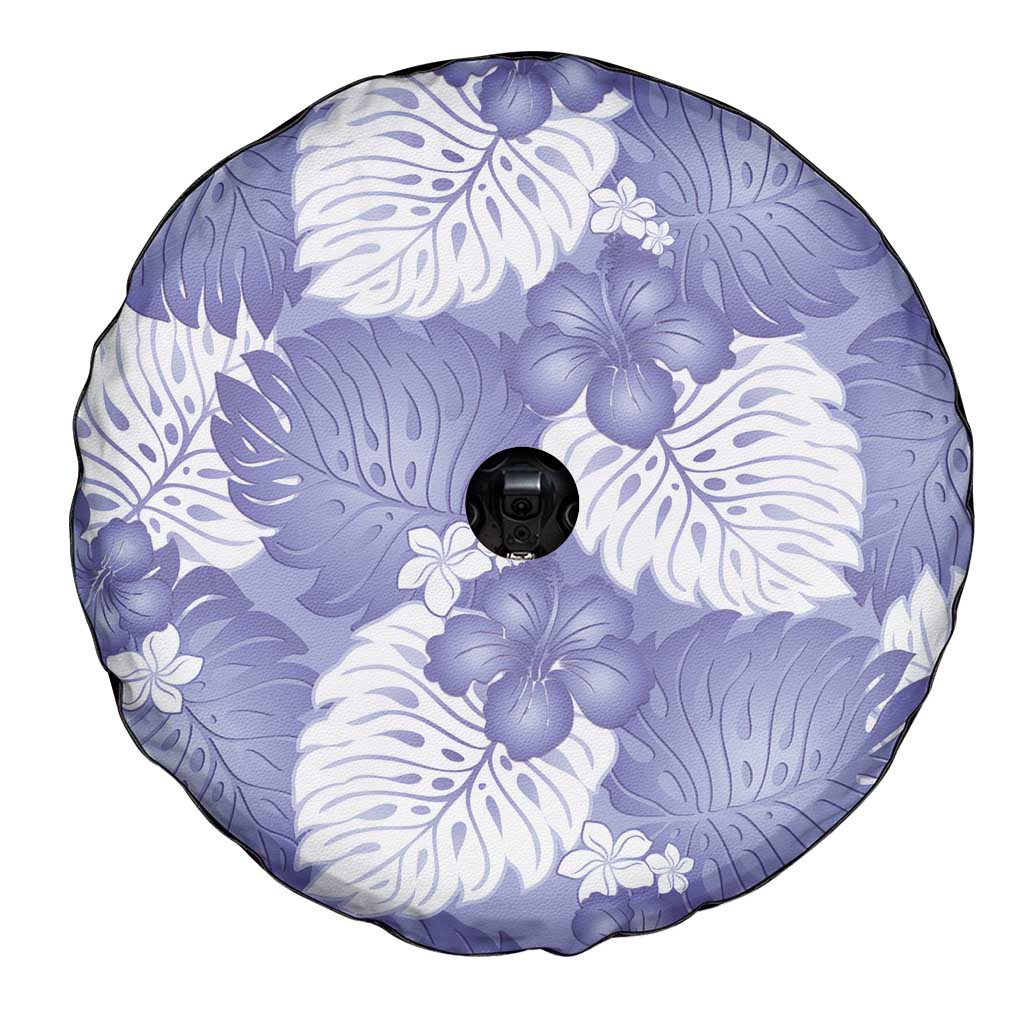 Purple Aloha Hawaii Spare Tire Cover Monstera Hibiscus Plumeria Seamless Vibes - Polynesian Pride