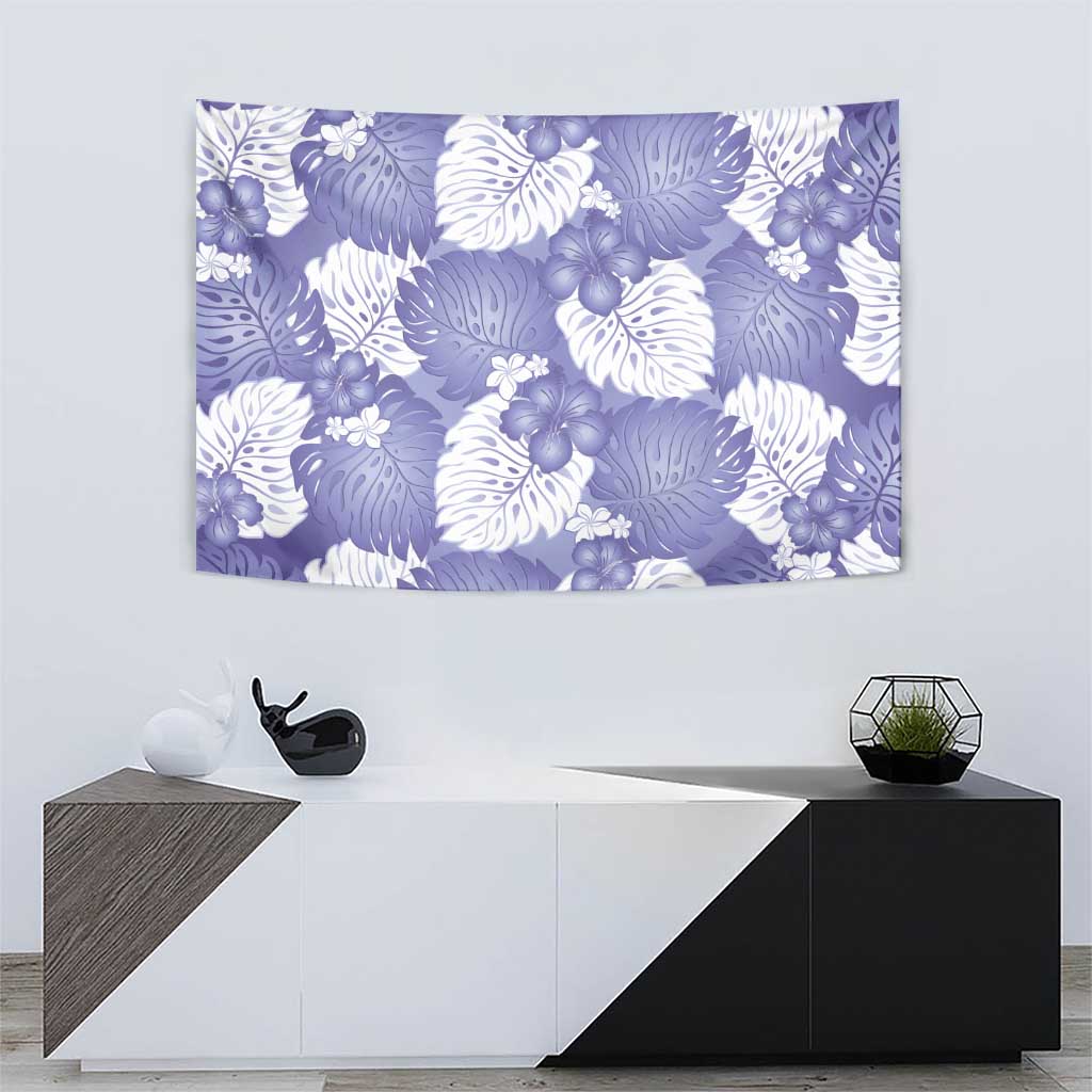 Purple Aloha Hawaii Tapestry Monstera Hibiscus Plumeria Seamless Vibes - Polynesian Pride