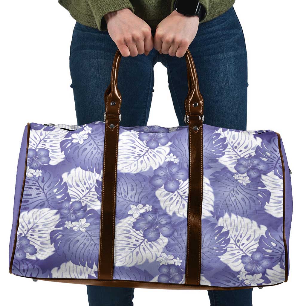 Purple Aloha Hawaii Travel Bag Monstera Hibiscus Plumeria Seamless Vibes - Polynesian Pride