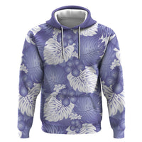 Purple Aloha Hawaii Zip Hoodie Monstera Hibiscus Plumeria Seamless Vibes - Polynesian Pride