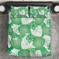 Green Aloha Hawaii Bedding Set Monstera Hibiscus Plumeria Seamless Vibes - Polynesian Pride