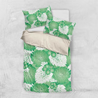 Green Aloha Hawaii Bedding Set Monstera Hibiscus Plumeria Seamless Vibes - Polynesian Pride