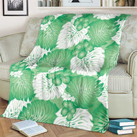 Green Aloha Hawaii Blanket Monstera Hibiscus Plumeria Seamless Vibes - Polynesian Pride