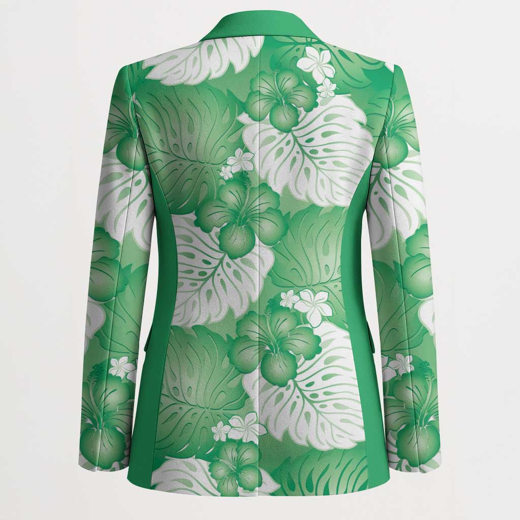 Green Aloha Hawaii Blazer Monstera Hibiscus Plumeria Seamless Vibes - Polynesian Pride