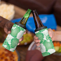 Green Aloha Hawaii 4 in 1 Can Cooler Tumbler Monstera Hibiscus Plumeria Seamless Vibes - Polynesian Pride