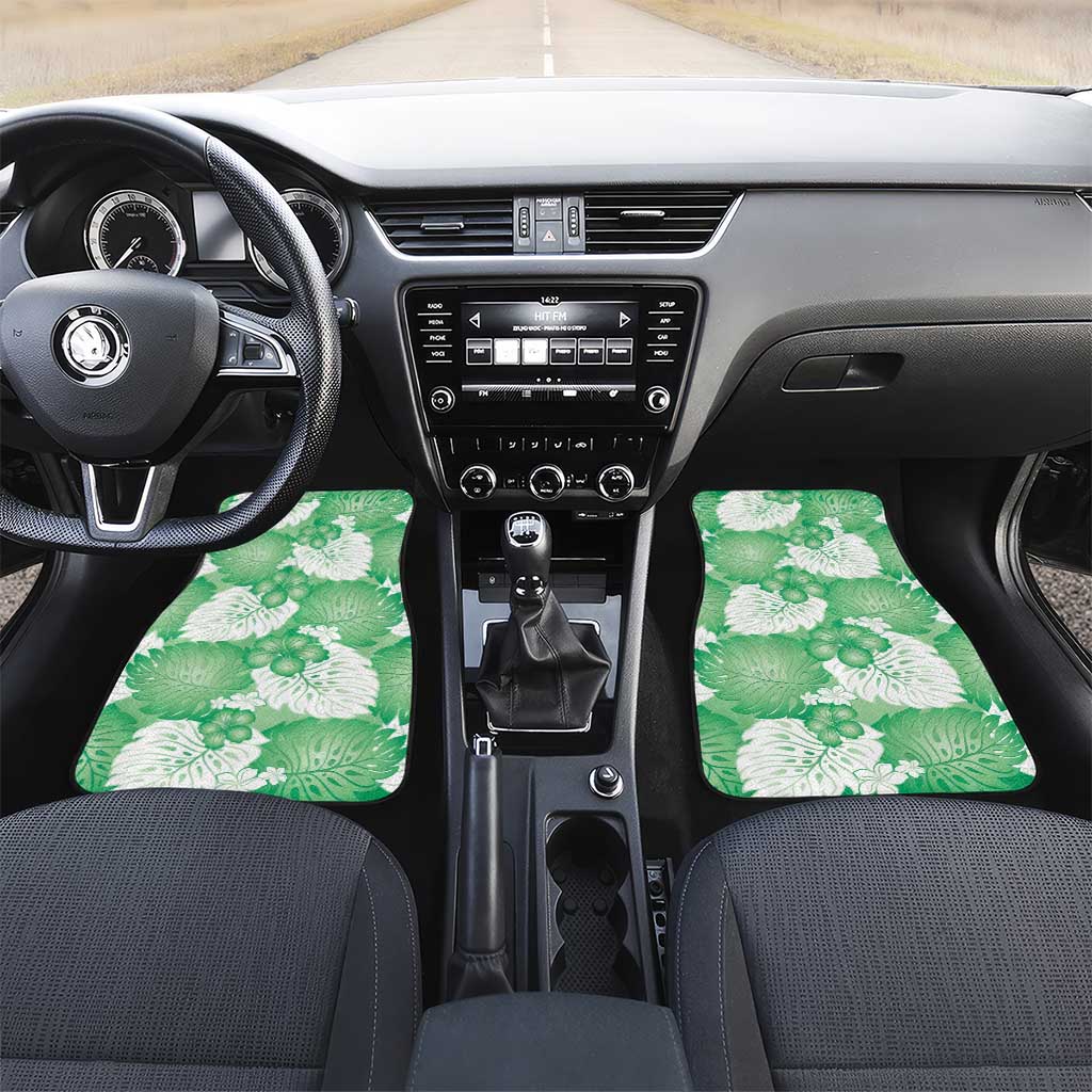 Green Aloha Hawaii Car Mats Monstera Hibiscus Plumeria Seamless Vibes - Polynesian Pride