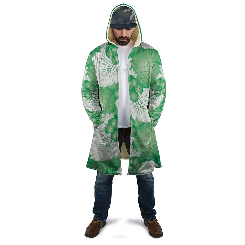 Green Aloha Hawaii Cloak Monstera Hibiscus Plumeria Seamless Vibes - Polynesian Pride