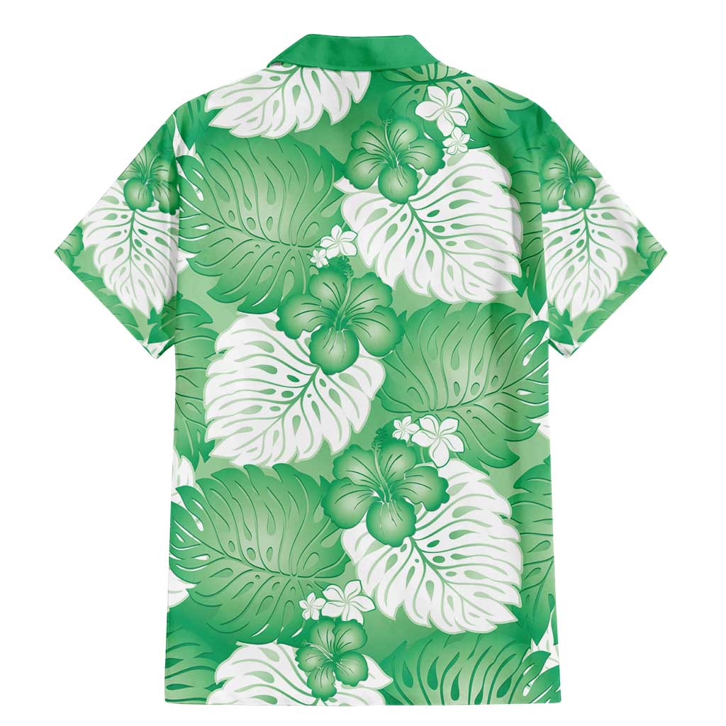 Green Aloha Hawaii Family Matching Mermaid Dress and Hawaiian Shirt Monstera Hibiscus Plumeria Seamless Vibes - Polynesian Pride