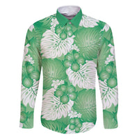 Green Aloha Hawaii Family Matching Mermaid Dress and Hawaiian Shirt Monstera Hibiscus Plumeria Seamless Vibes - Polynesian Pride
