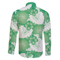 Green Aloha Hawaii Family Matching Puletasi and Hawaiian Shirt Monstera Hibiscus Plumeria Seamless Vibes - Polynesian Pride