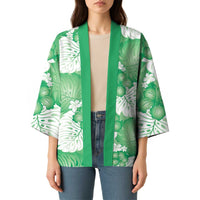 Green Aloha Hawaii Kimono Monstera Hibiscus Plumeria Seamless Vibes - Polynesian Pride