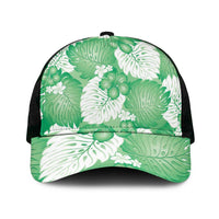 Green Aloha Hawaii Mesh Trucker Cap Monstera Hibiscus Plumeria Seamless Vibes - Polynesian Pride