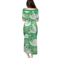 Green Aloha Hawaii Puletasi Monstera Hibiscus Plumeria Seamless Vibes - Polynesian Pride