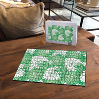 Green Aloha Hawaii Puzzle Monstera Hibiscus Plumeria Seamless Vibes - Polynesian Pride