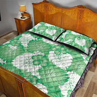 Green Aloha Hawaii Quilt Bed Set Monstera Hibiscus Plumeria Seamless Vibes - Polynesian Pride