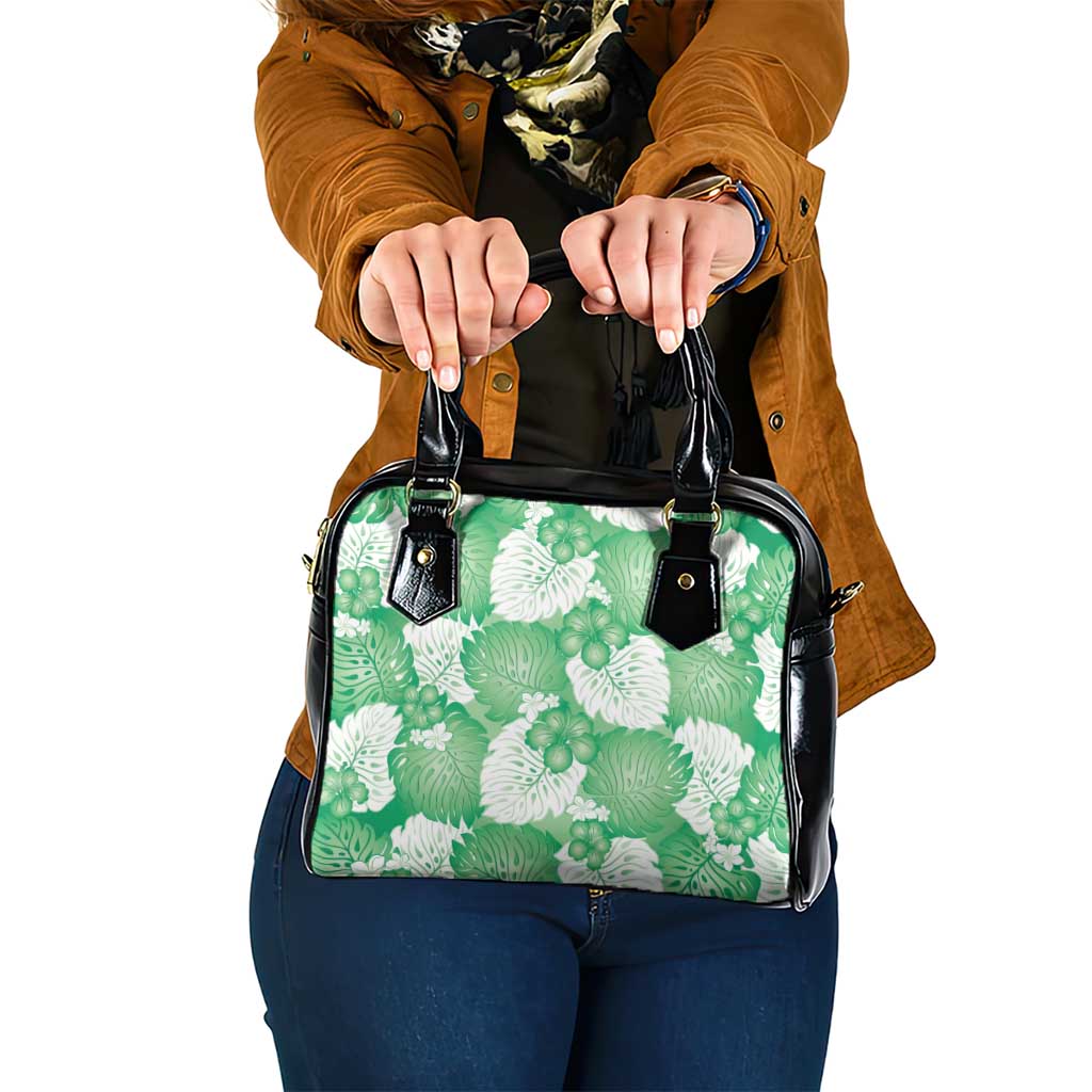 Green Aloha Hawaii Shoulder Handbag Monstera Hibiscus Plumeria Seamless Vibes - Polynesian Pride