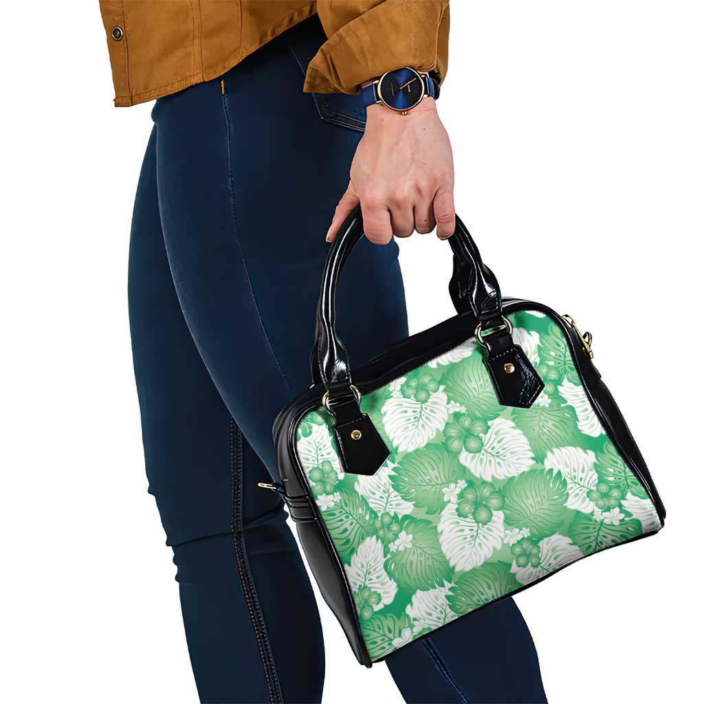Green Aloha Hawaii Shoulder Handbag Monstera Hibiscus Plumeria Seamless Vibes - Polynesian Pride