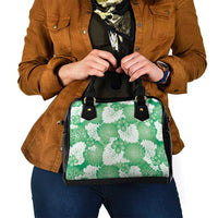 Green Aloha Hawaii Shoulder Handbag Monstera Hibiscus Plumeria Seamless Vibes - Polynesian Pride